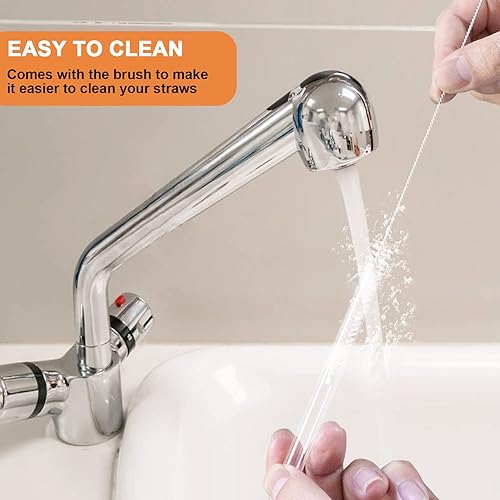 Miniatura 5 de Airboat - Paquete de 6 popotes de repuesto para vaso Stanley 40 30 20 14 onzas, popote reutilizable de acero inoxidable transparente con purpurina y