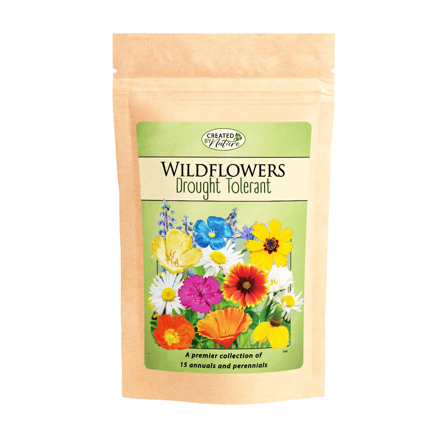Created By Nature Drought Tolerant Wildflower Seed Mix, 15 Varieties, 67,000 Seeds
