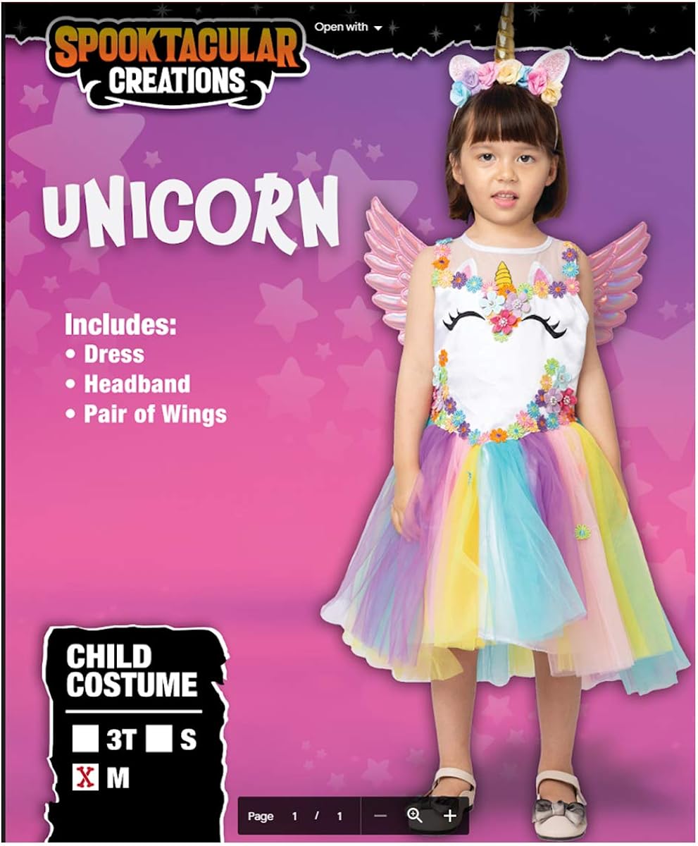 Unicorn Princess Pageant Flower Girl Tutu Dress Rainbow Skirt with Headband and Wings for Kids : Clothing, Shoes & Jewelry