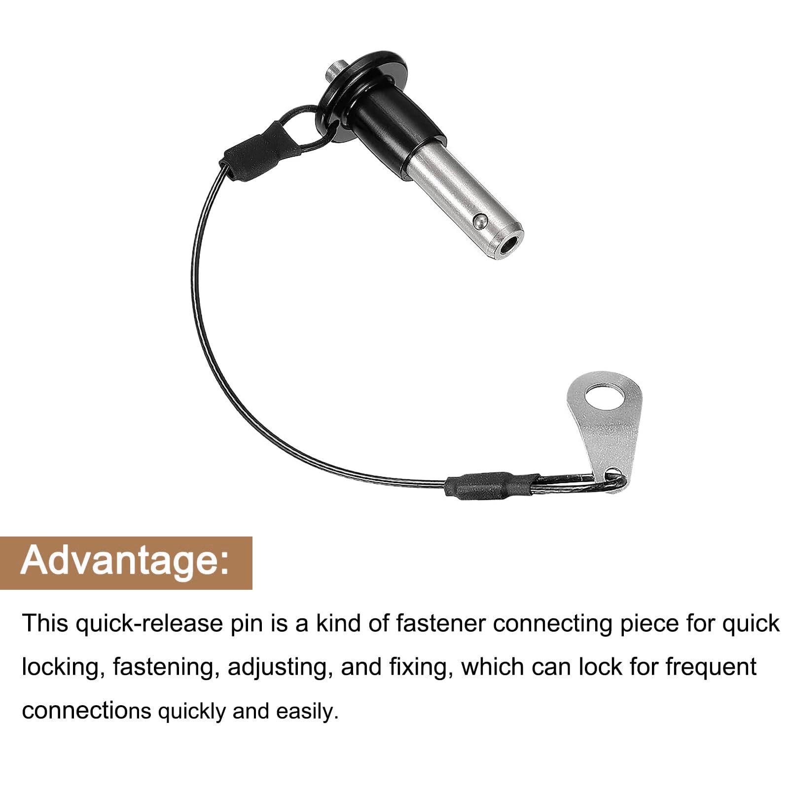 TA-VIGOR Ball Locking Pins, 8mm Dia 15mm Length 304 Stainless Steel Push-Button Quick Release Pin with Lanyard Cable - Image 3