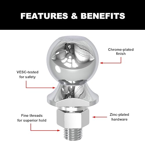 Miniatura 4 de TCE ATRLY2019U Torin - Bola de enganche de remolque de 2 pulgadas de diámetro capacidad de 1,75 toneladas (3,500 lb)