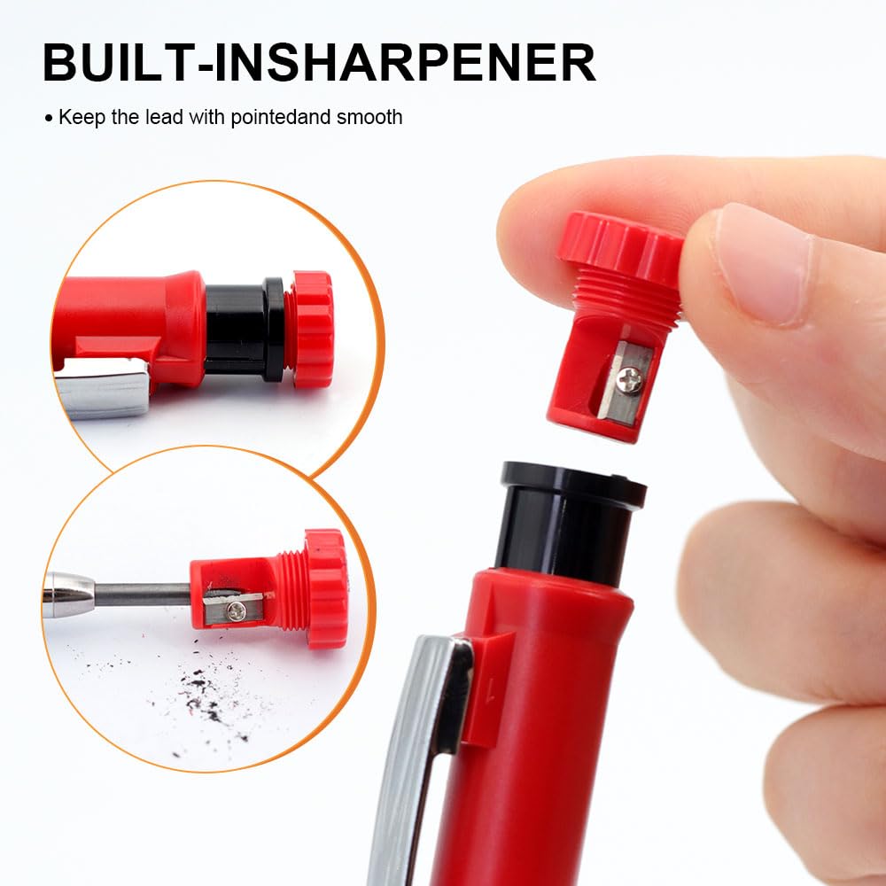 2.8mm Carpenter Pencils Set with 2.8mm Refill Leads, Extended Nose Deep Hole Pencil for Carpentry, Woodworking Marking & Pipeliners — Amazon image 6