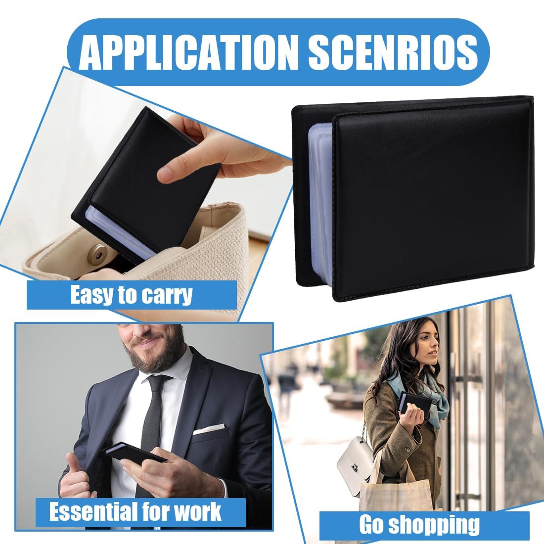 1 Stück Visitenkartenmappe, 40 Karten Organizer, Visitenkartenbuch Kartenetui, Kreditkartenetui für Damen und Herren Kartenetui