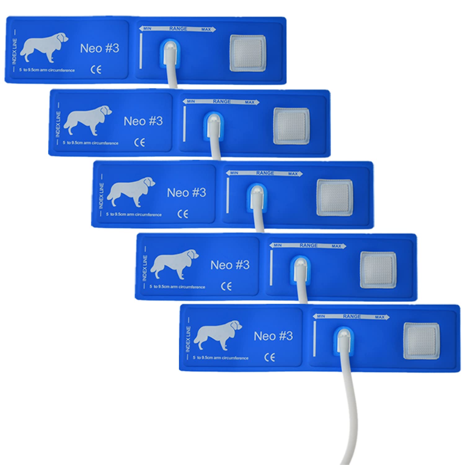 RCDPK 5 Piece Veterinary Blood Pressure Cuffs,Animal Sphygmomanometer Cuff Accessories,Pets Blood Pressure Monitors Cuffs Set for Elephant,Horse, Dog,Cat, Mouse (#3-Dog, Blue (Reusable)) — image 1