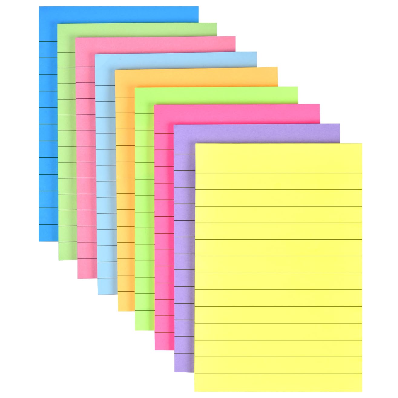 9 Pack Lined Sticky Notes 4x6 in Bright Colors Self-Stick Note Pads with Lines, 9 Colors Bulk Sticky Memo Pad for School, Office, Meeting
