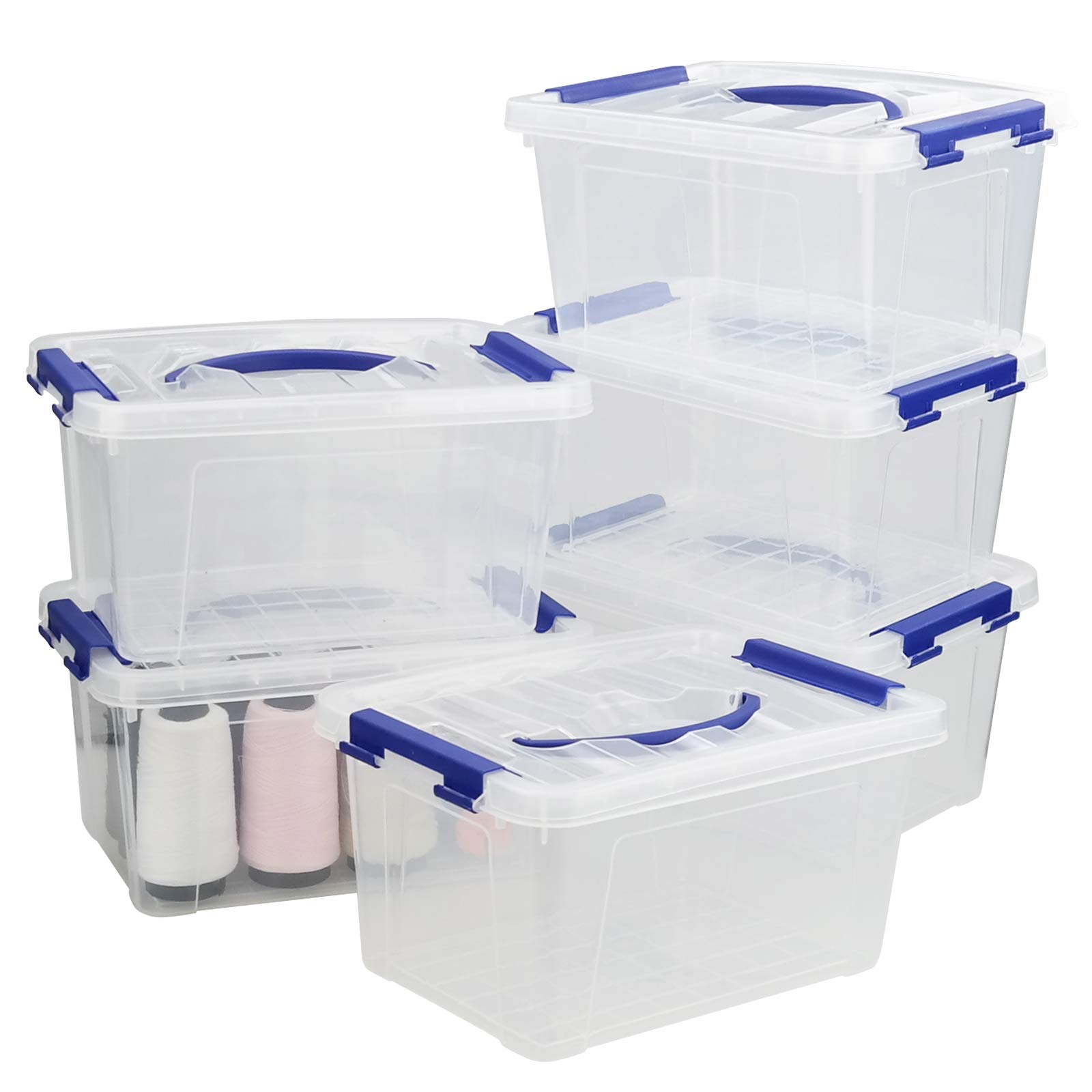 Readsky Set of 6 Clear Storage Box, 6 L Clear Plastic Storage Latch Box