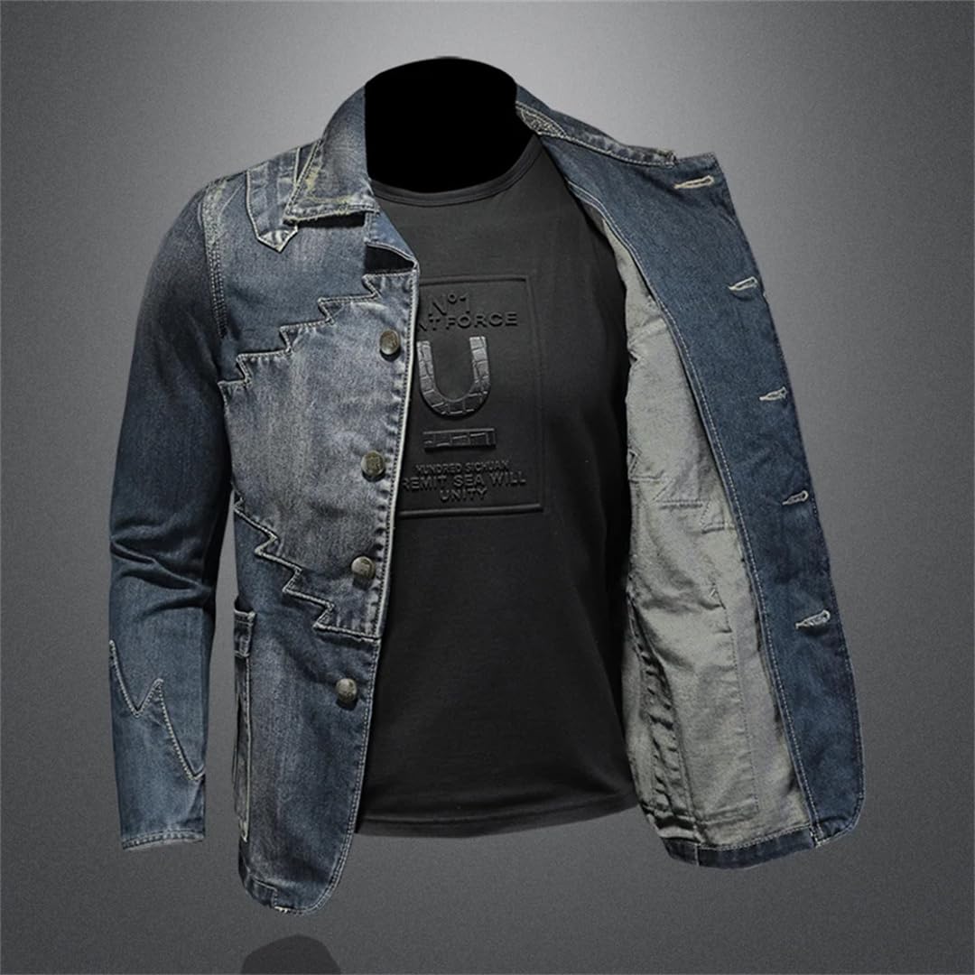 Mężczyźni Europa i Stany Zjednoczone All Suit Slim Retro Denim Jacket
