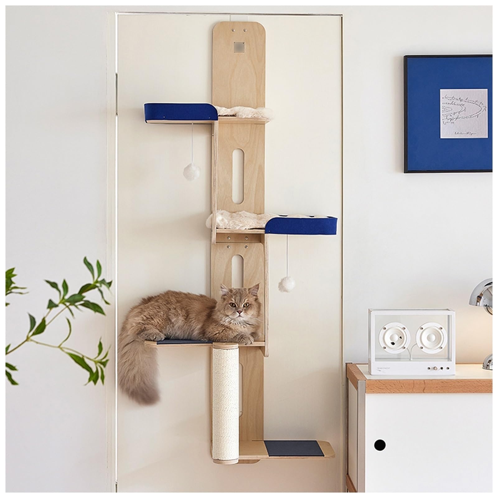 Appeso a 4 Strati Gatto Tiragraffi Porta Appesa Utilizzando Tiragraffi Verticali con Pannello di Feltro E Tappezzeria Smontaggio Senza Lasciare Segni Tiragraffi per Gatti