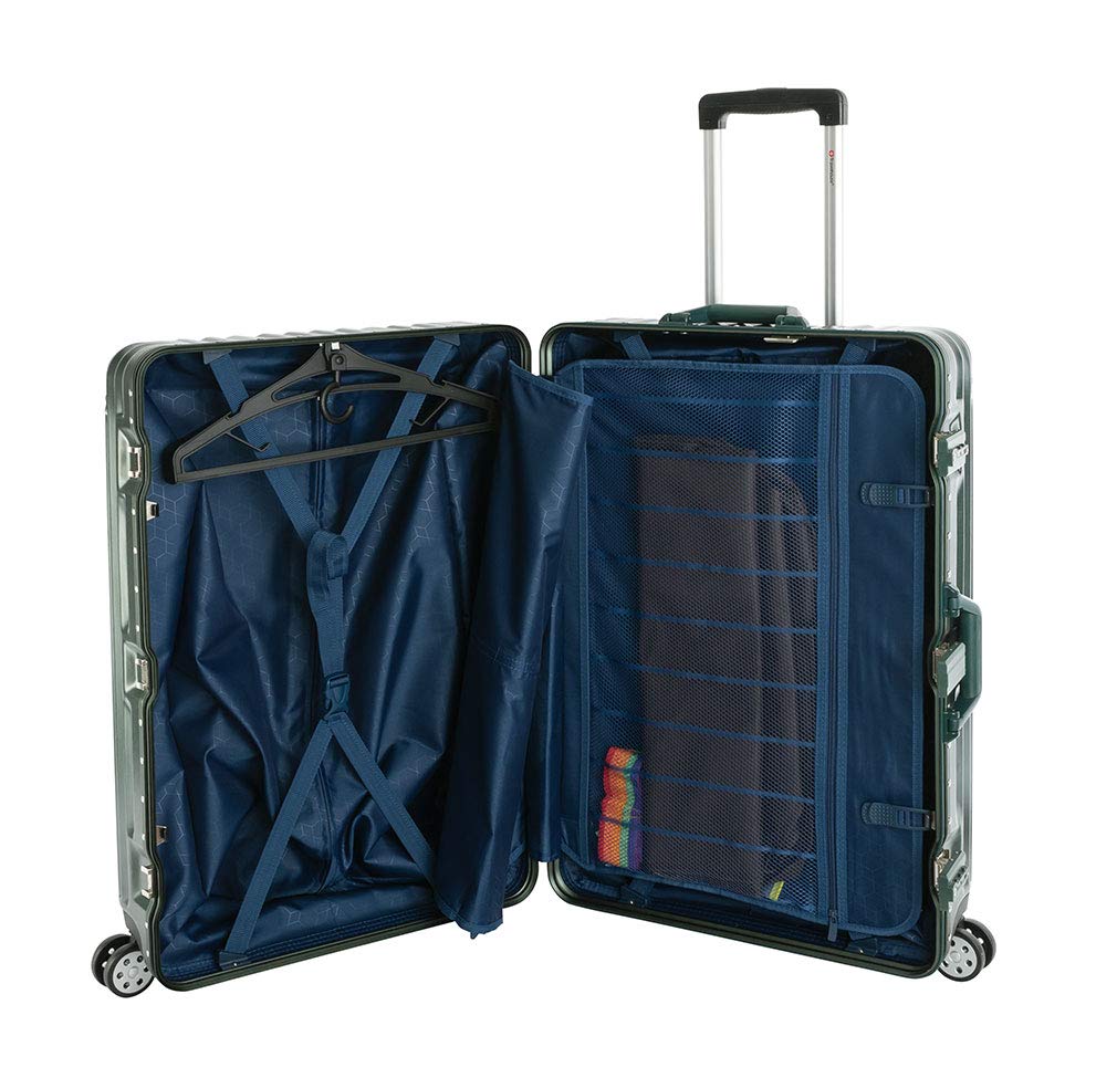 Travelhouse London, valigetta rigida in alluminio, con telaio in alluminio, diverse misure e colori, T1169, verde, Großer Koffer, Valigia
