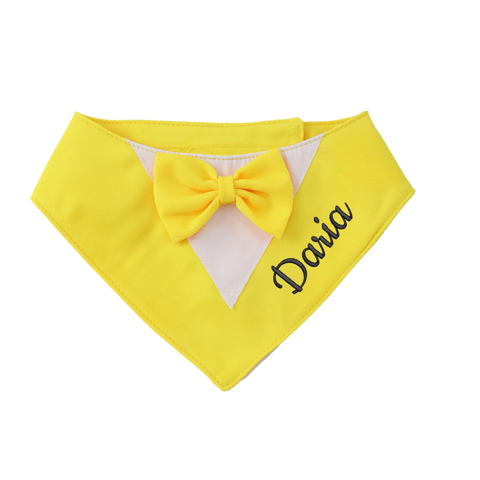 Personalised Dog Tuxedo Bow Tie Suit,Custom Clothing & Accessories For Dogs With Embroidered Name,Dog Costume For Dogs Birthday Halloween Wedding Party (Yellow(Bow tie))