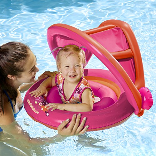 Swimschool 2-In-1 Swim System, Baby Boat & Tot Trainer, Adjustable Safety Strap, Raspberry/Pink #TOP3