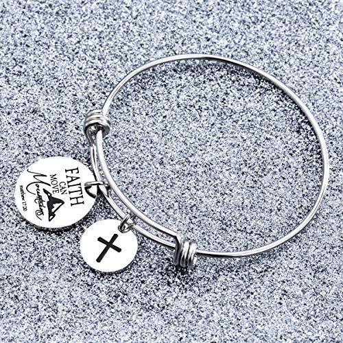 Image of Cross Adjustable Christian Bible Verse Bracelet Religious Jewelry | Inspirational scripture bangle, thoughtful confirmation faith gift for women teengirls