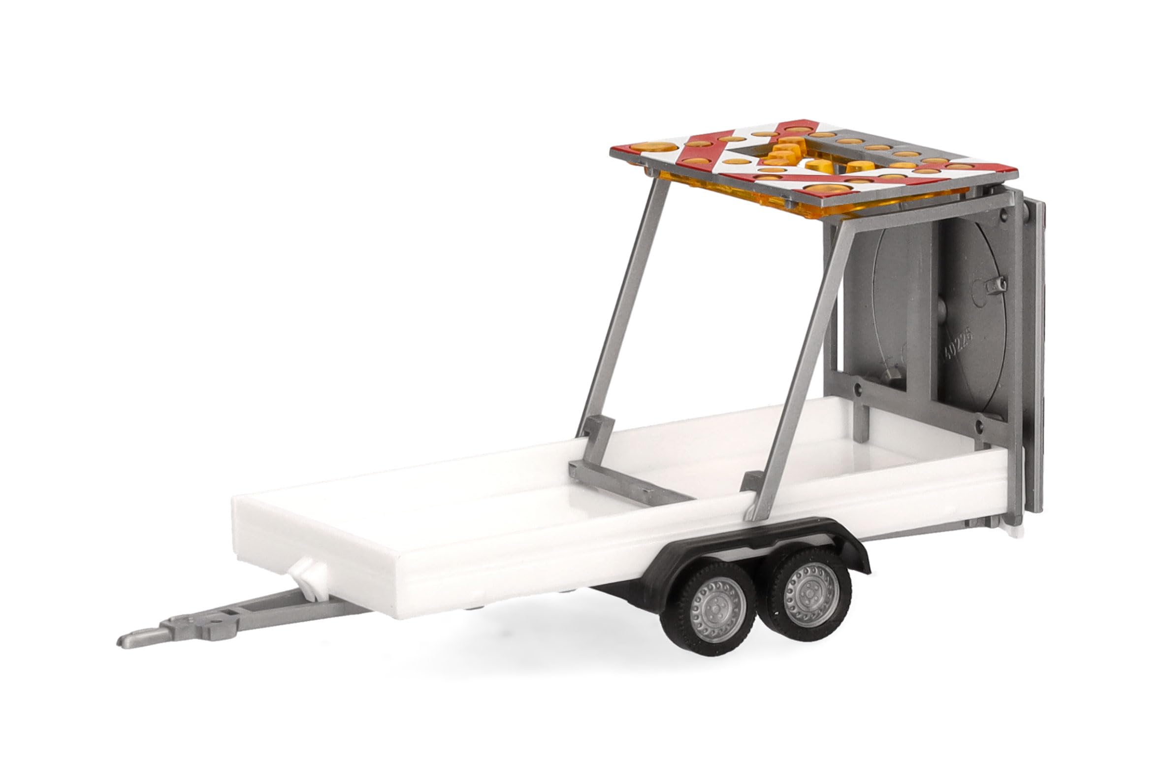 Herpa accessory traffic safety trailer with 2 axles, white, 1:87 scale, miniature model, plastic