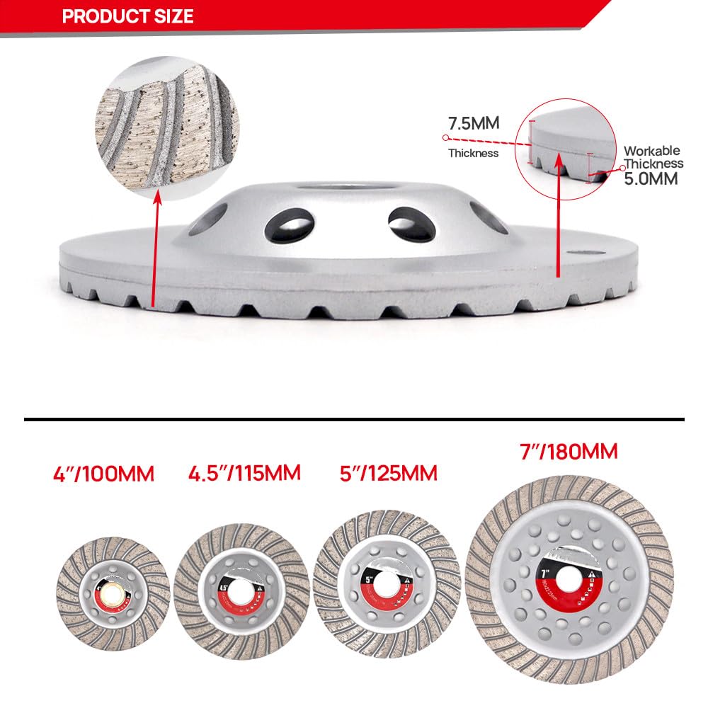 Diamentowe tarcze ścierne do betonu, cegły, twardego kamienia, segmentowane tarcze Turbo Row, 125 mm, 5 cali, 1 szt., 125 mm, 5 cali, 1 szt., 1 szt.