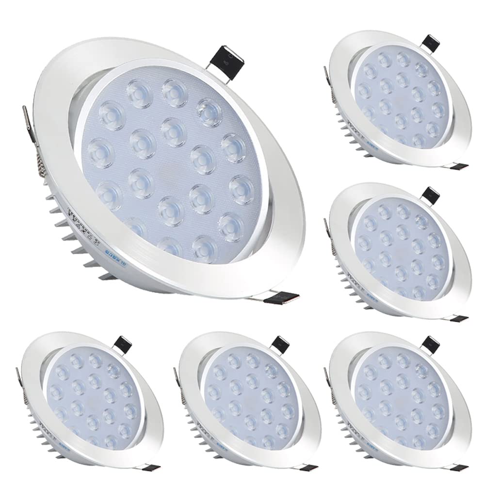 ASerZenith 15 Pack Led Recessed Lighting Downlight, 7W,9W,12W,15W, 3000K/4000K/6000K Selectable, Cri80,Ultra-Thin,Round Led Downlights/15W/4000K,12W-6000K