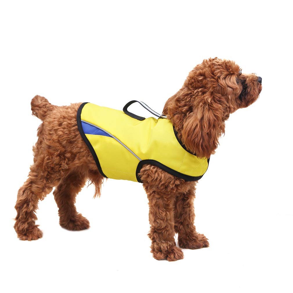 Winbate Dog Anxiety Jacket- Keep Calmig Vest Thunder Coat with D-Ring and Training Handle for Small Dogs(Yellow)