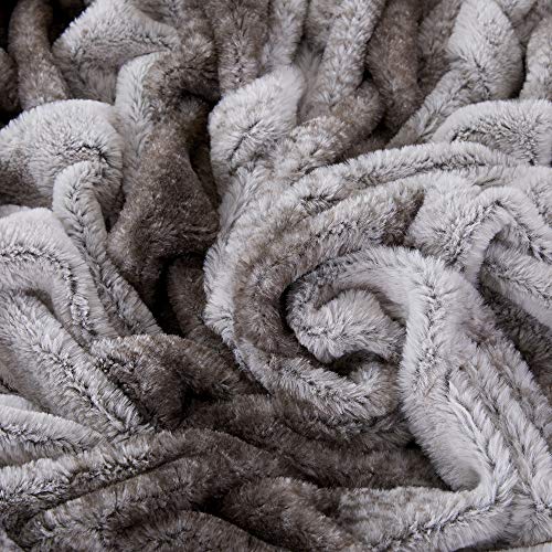 Image of Modern Threads Luxury Solid Braided Faux Fur Reverse to Flannel Throw Blanket, Taupe - 50 inch x 60 inch
