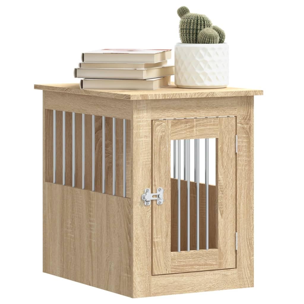 Cage pour Chien Intérieur, Meuble Cage Niche Maison pour Chien chêne Sonoma 45x62x59 cm