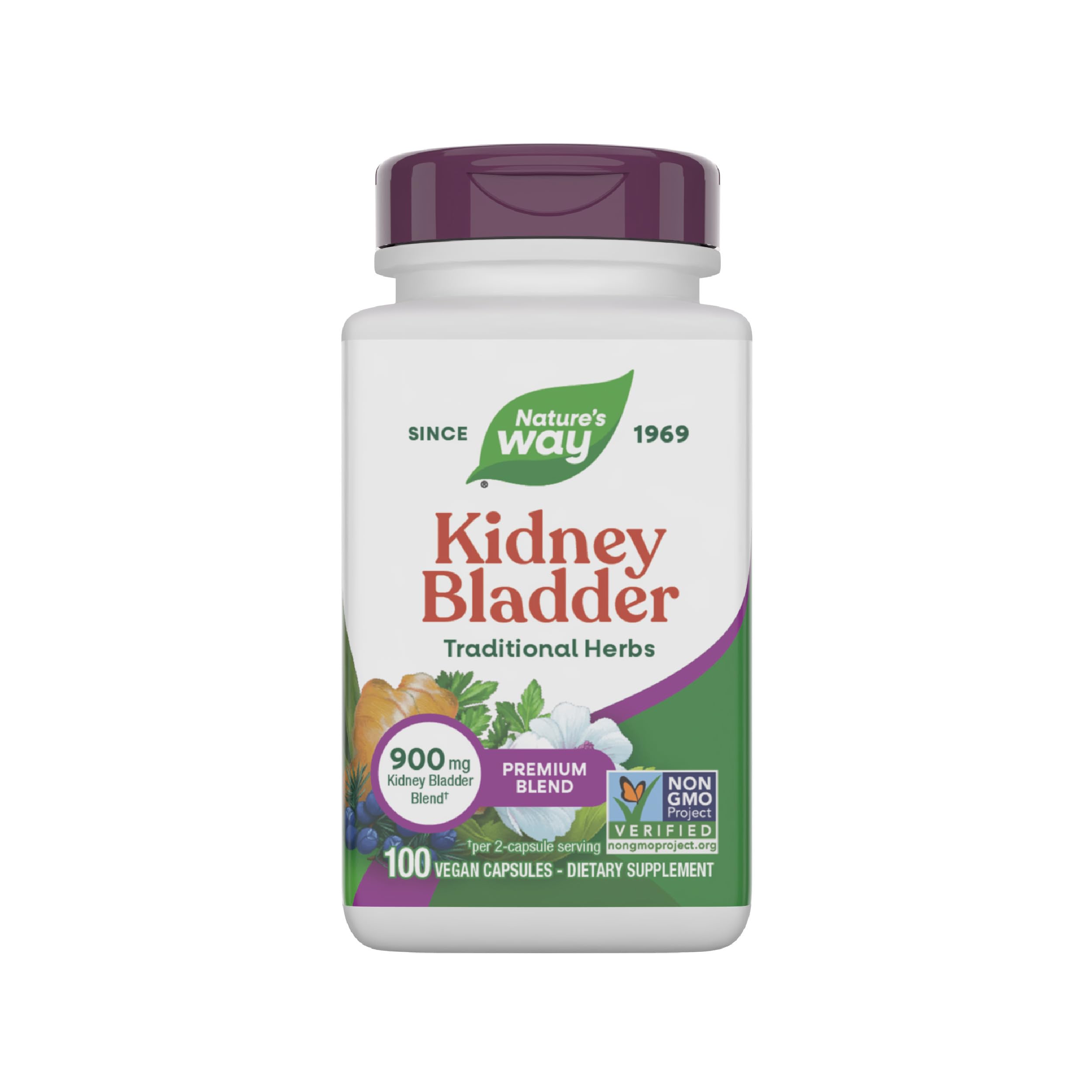 Nature's WayKidney Bladder Premium Blend, Traditional Herbs Supplement, 900 mg per 2-Capsule Serving, Non-GMO Project Verified, Vegan, 100 Capsules (Packaging May Vary)