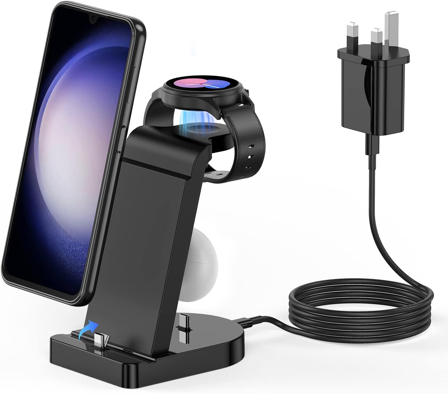Charging Station for Samsung, 25W 3 in 1 Wireless Fast Charger Station