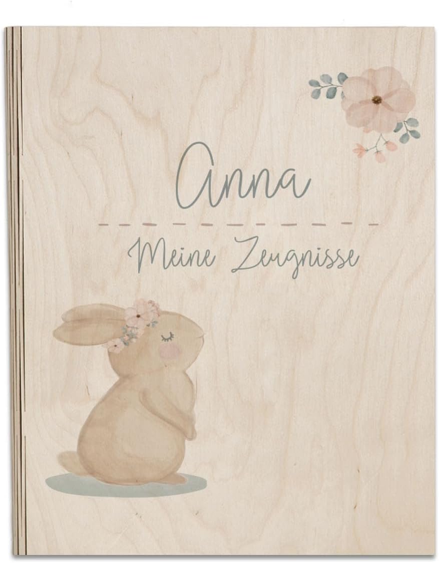 Personal. Zeugnismappe Birkenholz - Individuell Mit Namen DIN A4