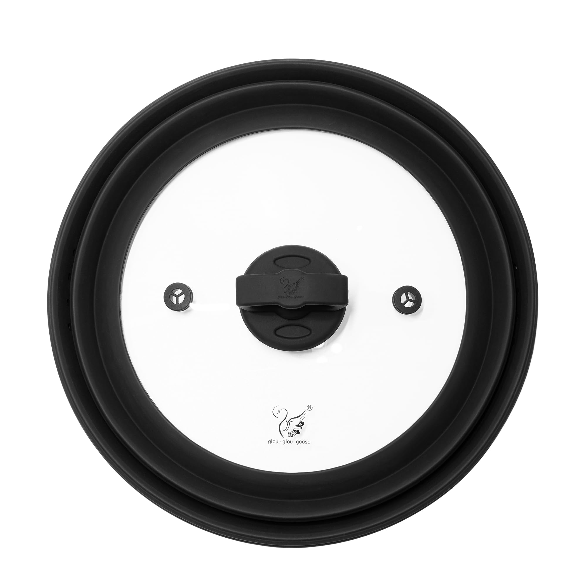Copertura per forno a microonde, in vetro temperato, per alimenti, 30 cm, in silicone, pieghevole, per cucina (nero)
