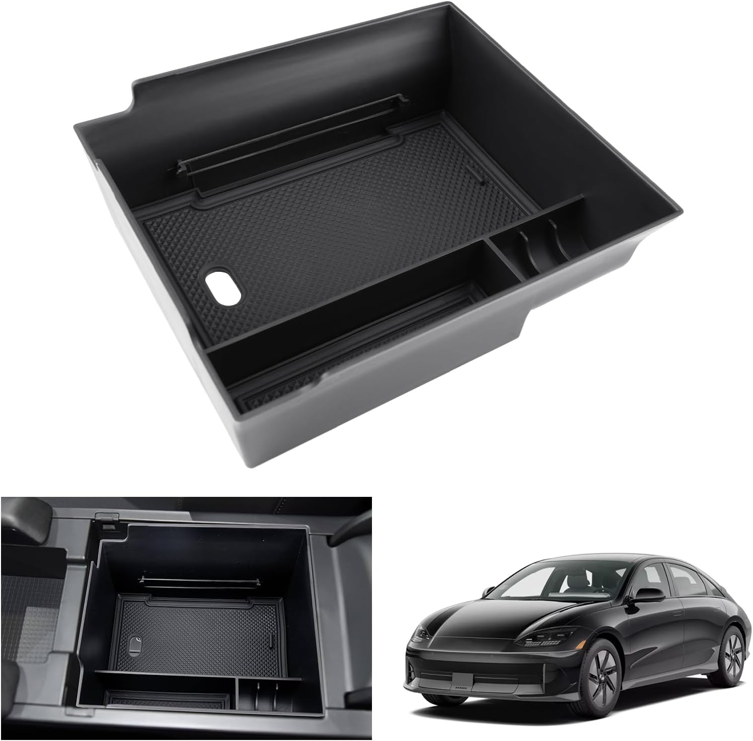 GAFAT Compatible Con Hyundai Ioniq 5 2021-2024 2025 Funda Para Reposabrazos Central, Ioniq 5 2024 Consola Central Protección Reposabrazos, Tapicería De Piel PU, Accesorios Ioniq 5 (Nero