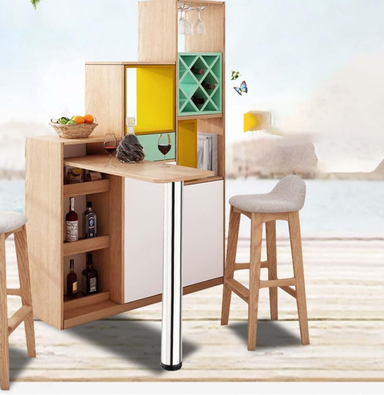 Gamba Mobile da Cucina Acciaio Inox 90cm per, Argento smerigliato, 130cm