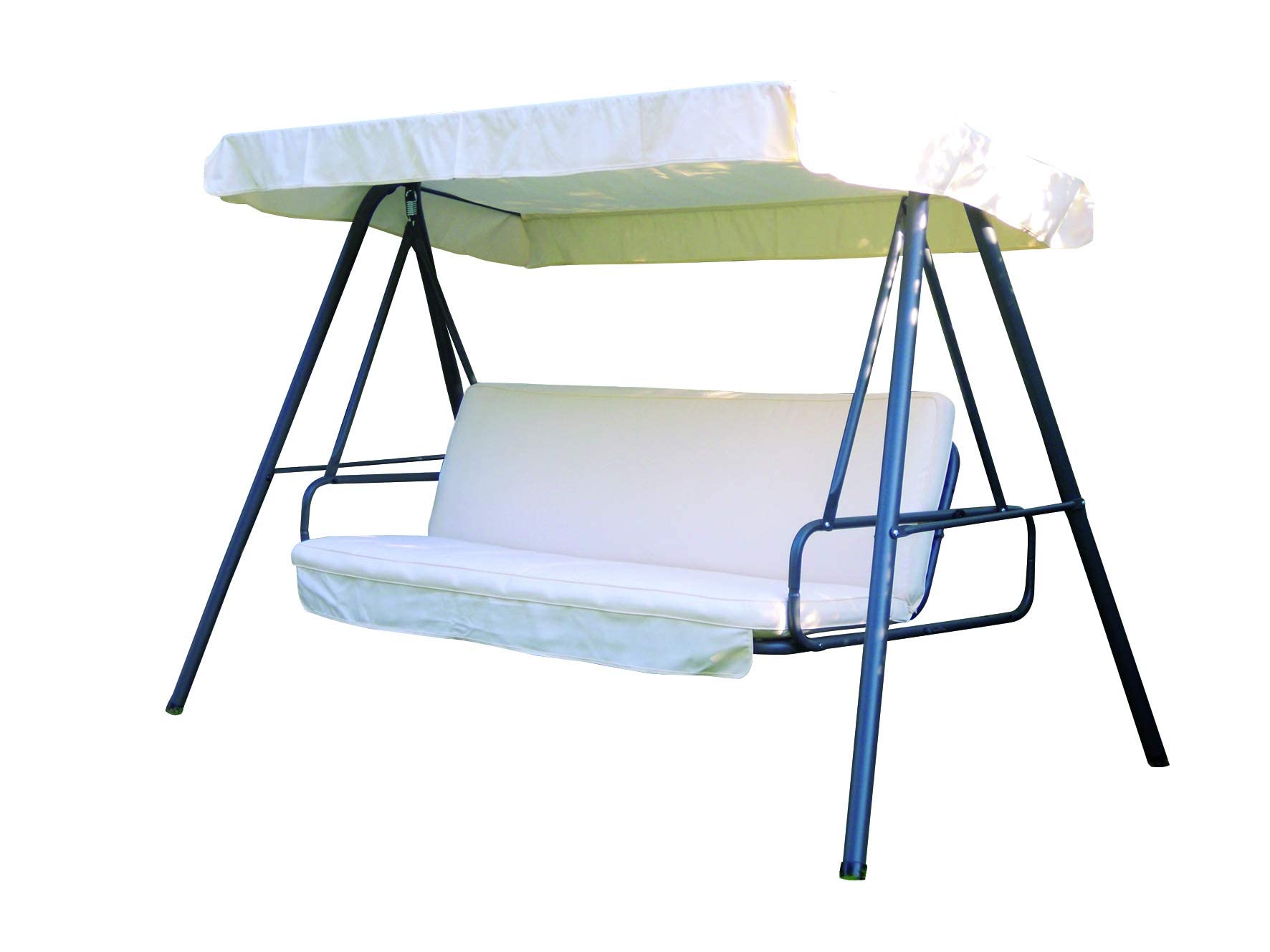 GHIOCUSCINI | Cuscino da Esterno per Dondolo da Giardino, Colore Ecru con Tettuccio, Tessuto Cotone/Poliestere, Sfoderabile, 135 cm, Spessore 6 cm, Made in Italy