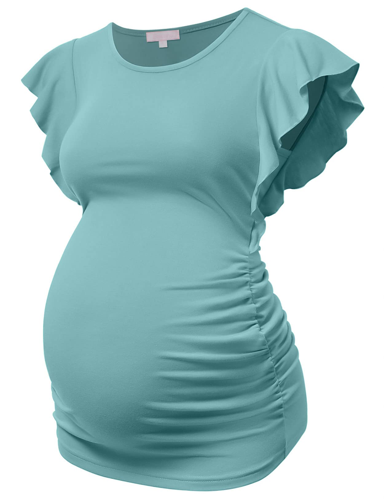 Bhome Maternity Tops Flying Shorts Sleeve Tshirt Side Ruched Pregnant Blouse Casual Pregnancy Tunic