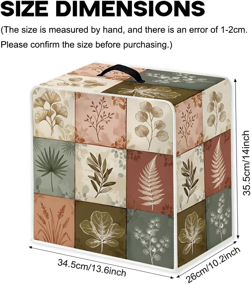 WEBEEDY Dustproof Coffee Maker Cover with Top Handle, Polyester Washable Appliance Machine Dust Cover for Kitchen Countertop Office Home Decor (Leaf Tiles Prints) image 2