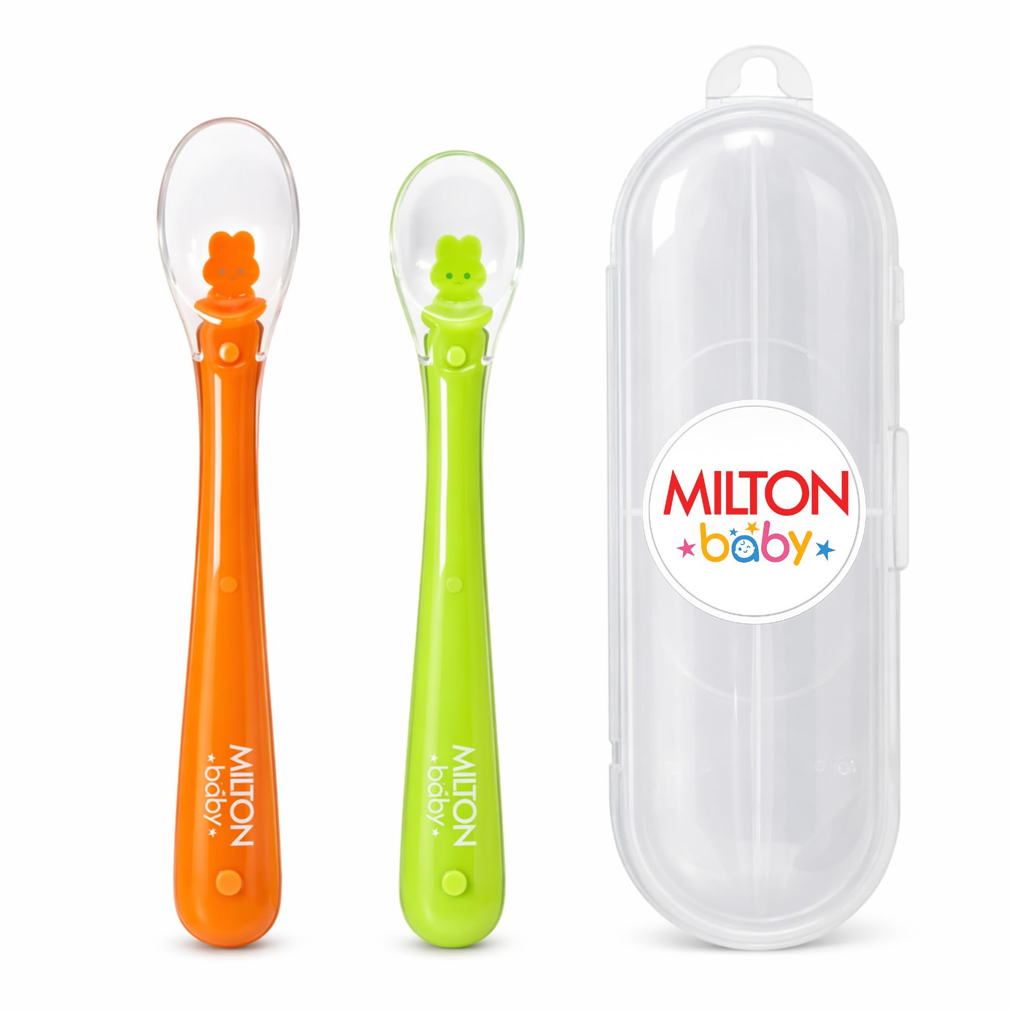 Silicone Spoon with Case I Small for 0-6 Month I Large for 6-24 Month I BPA Free -100% Food Grade I Premium Soft Silicone Tip I Travel Friendly Storage Case I Pack of 2, Orange & Green-image-22
