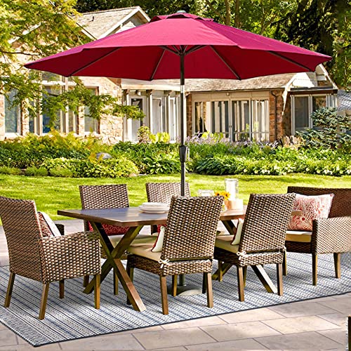 Parasol inclinable rond 8 baleines avec manivelle pour balcon et extérieur