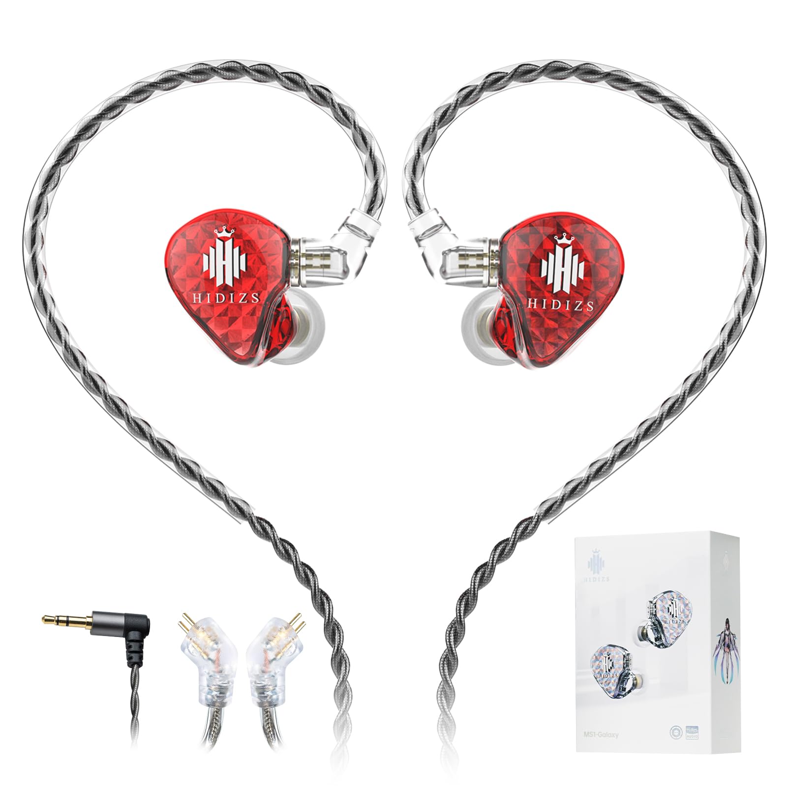 Hidizs MS1 Galaxy IEM Gaming Earphones - Dual Magnetic Engine for Immersive Gaming Sound Wired Earbuds/Inline Mic/Detachable 2-Pin Cable, 3.5mm Plug