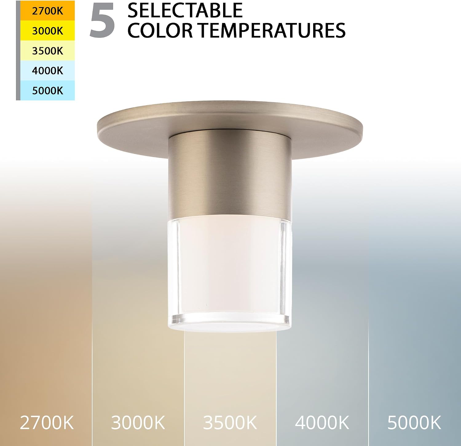 WAC Lighting Twist-N-Lite LED 3.5in Surface Mount Cylinder Ambient Light with 5CCT Selectable Color Temperature in Brushed Nickel