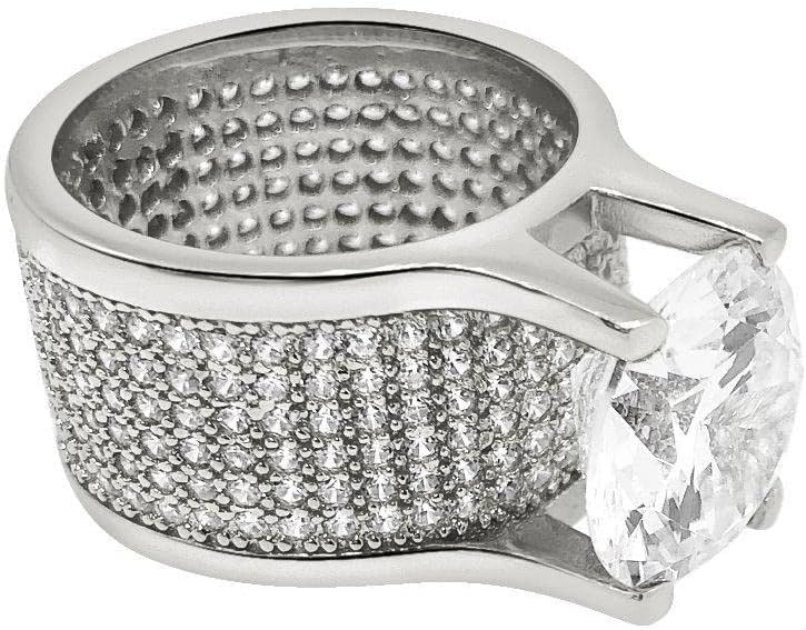 Hip-Hop Bling .925 Silver 20ct Solitaire Eternity Band Rhodium CZ Ring