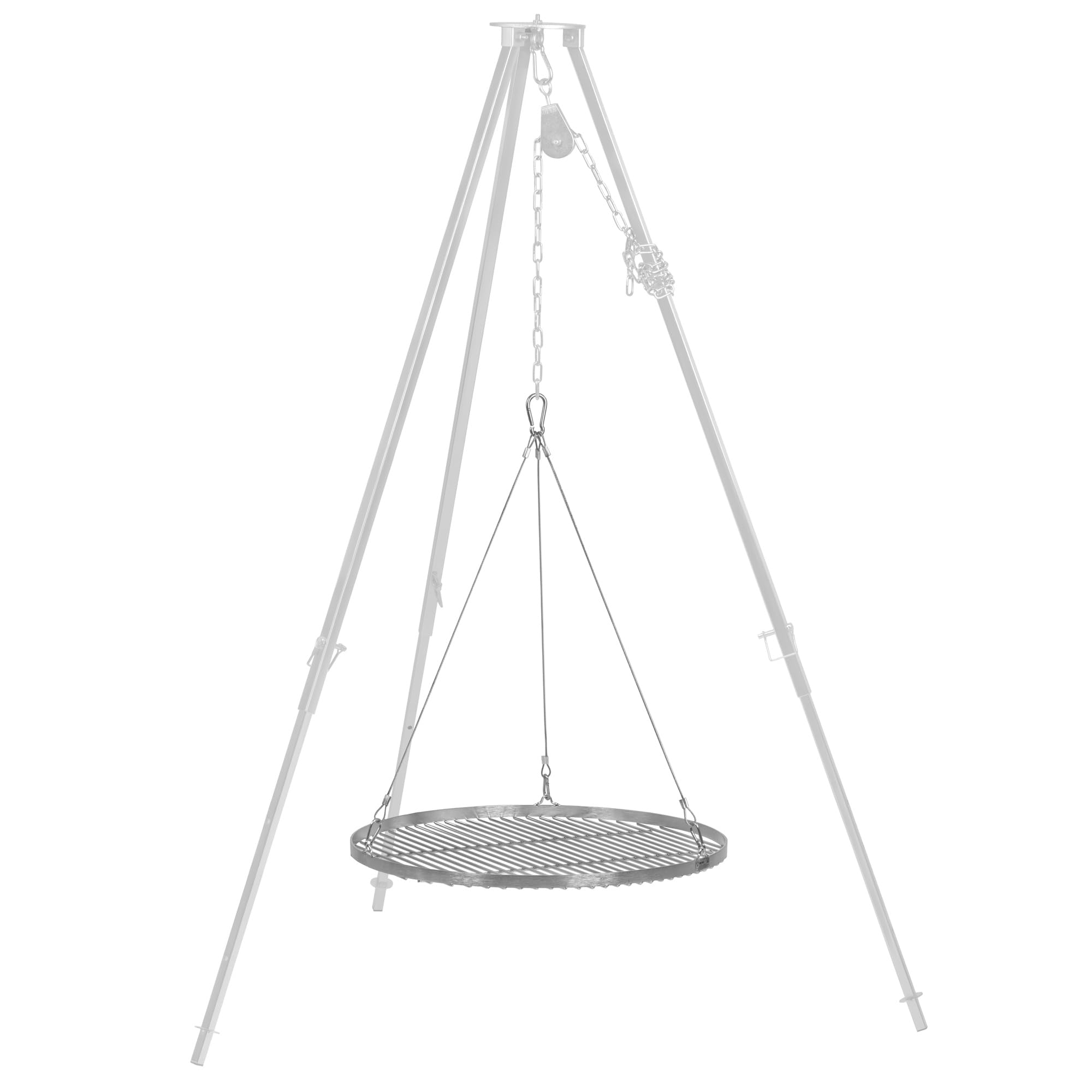 BBQ-Toro Grille en acier inoxydable ronde | Ø 60 cm | Grille suspendue avec corde pour trépied | Accessoire de cuisson extérieur, grille pour barbecue, utilisation en plein air