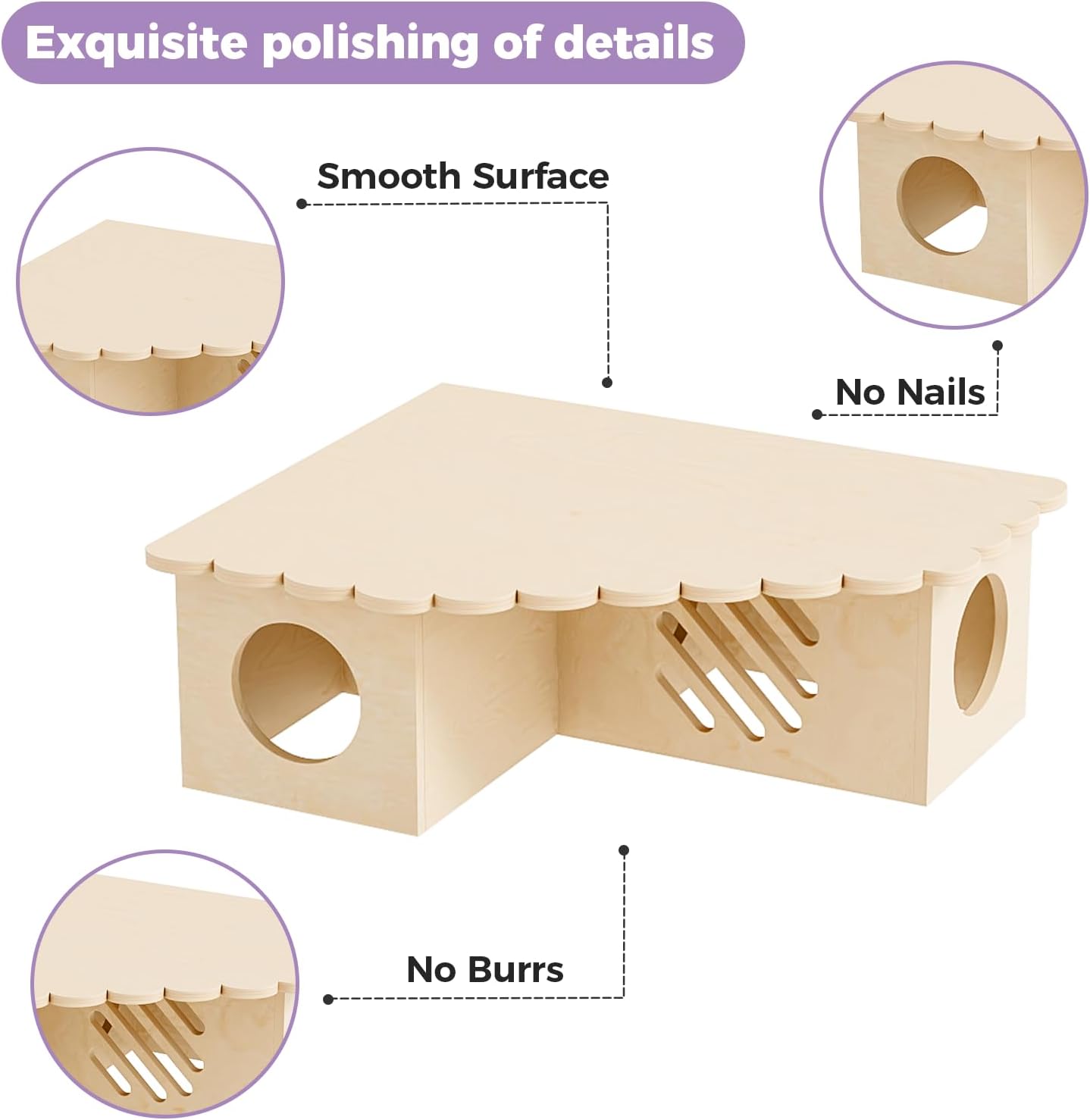 Mini&moe Hamster Hideout - Multi-Chamber Hamster Houses Maze with Platform Rat Hideout and Tunnel Explore Toys for Dwarf Gerbils Chinchilla Mice