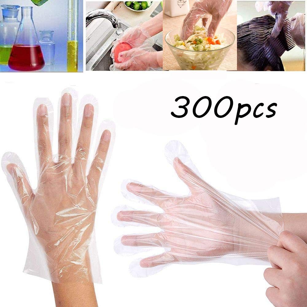 Disposable Clear Plastic Gloves - 500 Pieces Plastic Disposable Food Prep Gloves, One-off Polyethylene Work Gloves for Household Kitchen Cooking,Restaurant, BBQ,Cleaning,Food Handling