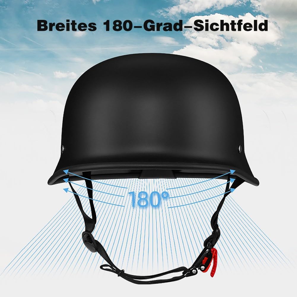 Vintage Motorradhelm Halbhelme mit ECE, Halbschalenhelm für Herren und Damen, Jethelm Retro, Chopper Helm, Scooter-Helm, Fahrradhelm, mit Schnellverschlussschnallen 55~62cm