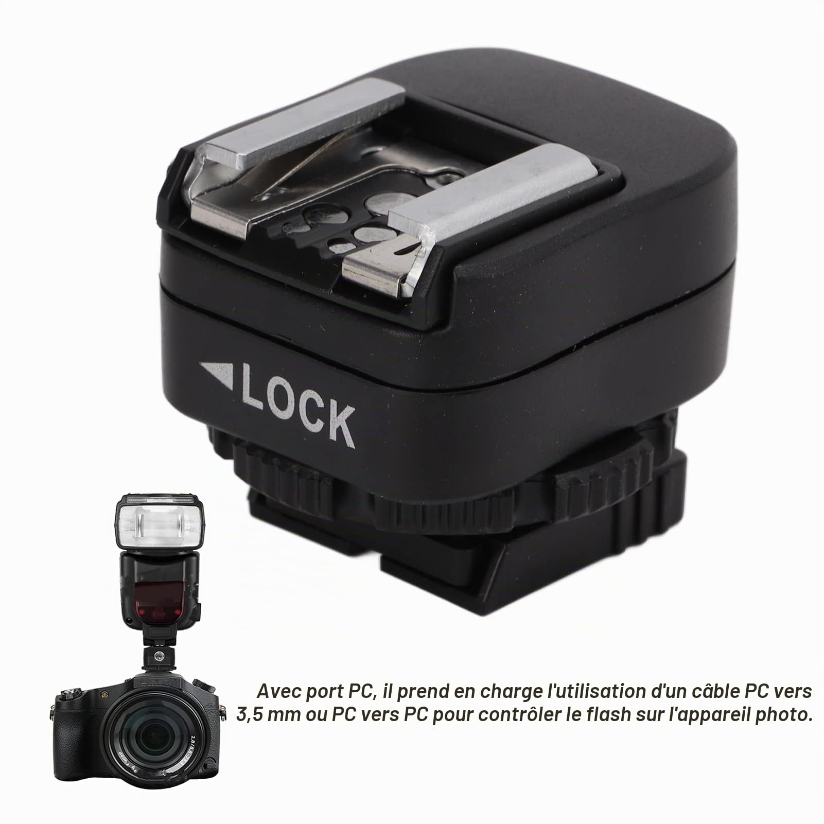 Adaptateur Flash,Adaptateur Hotshoe,Wein Hsh Hot Shoe vers Adaptateur Domestique,TF‑334 Adaptateur Hot Shoe avec Port De Connexion De Synchronisation Pc Supplémentaire pour