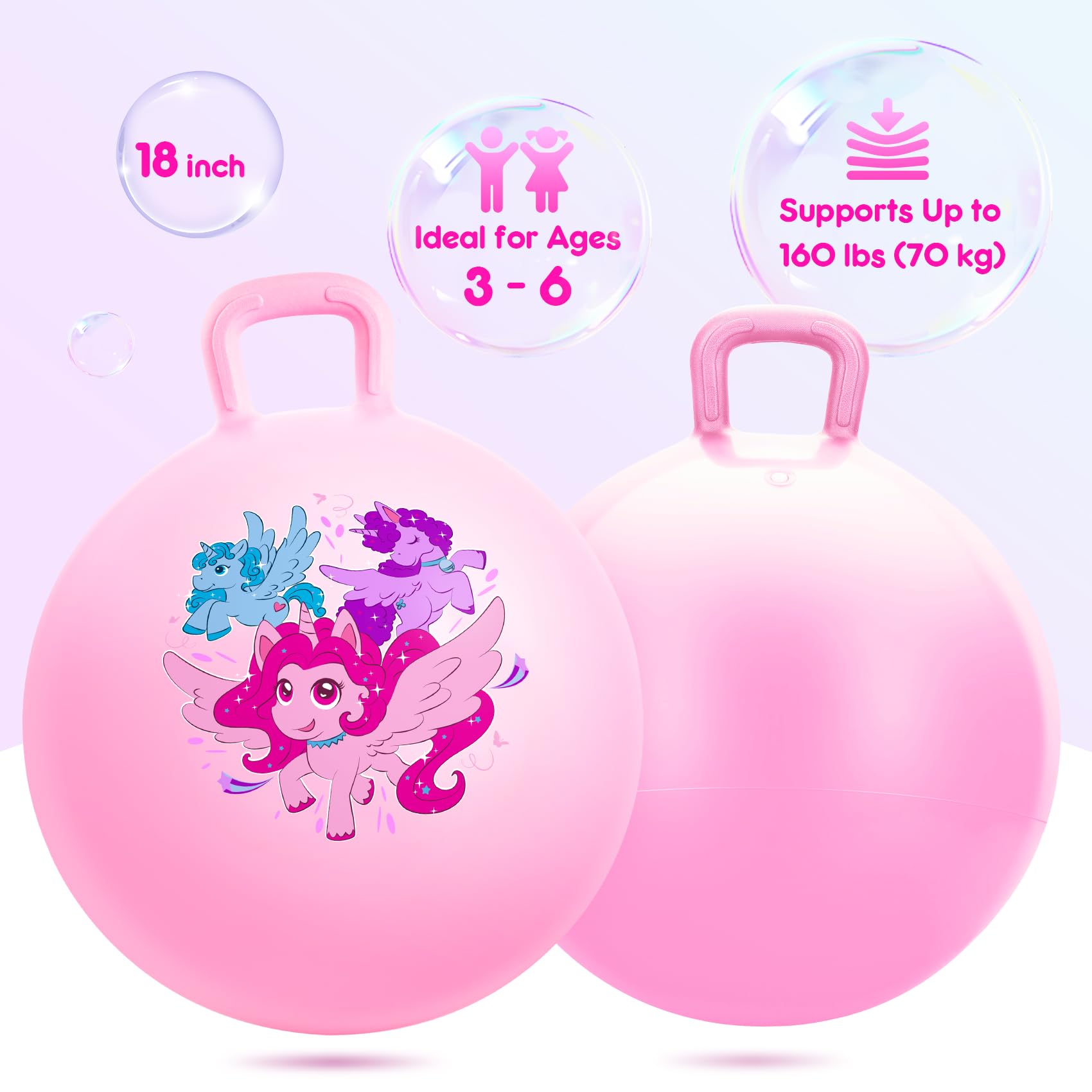 Vastoy 18 Inch Hopper Ball for Kids 3-6 Years, Anti-slip Space Hopper with Hand Pump - Image 3