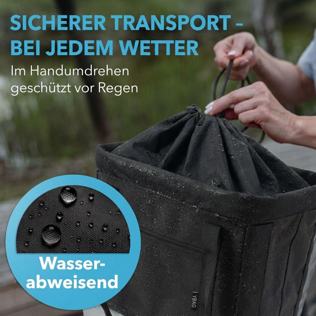 YBAG Cesta delantera para bicicleta KLICKfix [compatible con bicicleta eléctrica] Mujer – Bolsa de bicicleta para manillar