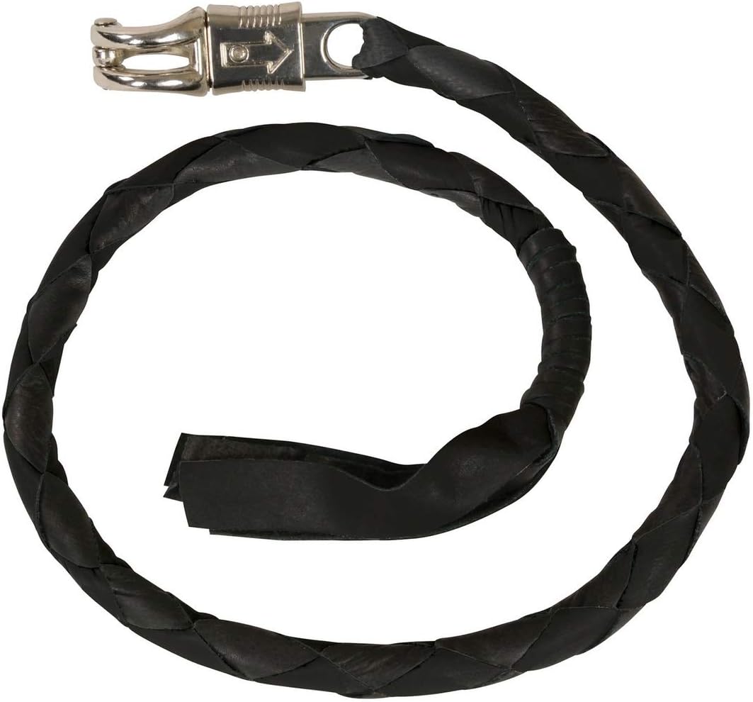 Milwaukee Leather 36'' Genuine Leather Whip - Black Get Back Whip for Handlebar - Biker Whip - MP7900 - One Size