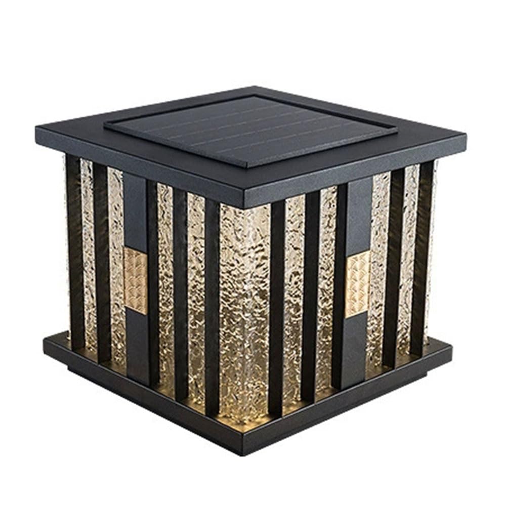 Duża zewnętrzna lampa podłogowa 34,8 cm (13,7 cala) z czarnym wykończeniem, wodoodporna, automatyczny zapłon o zmierzchu, aluminiowe oświetlenie tarasowe (stałe okablowanie) do ogrodu
