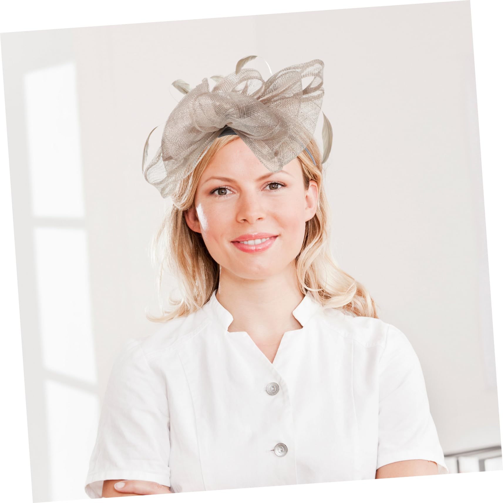 ABOOFAN 2 Piezas Diadema Nupcial Tocado Diadema De Malla Diadema Con Lazo Para Mujer Iglesia Derby Ropa De Fiesta Tops Tocados Clip Para El Pelo Horquilla Sombrero Damas Fascinator