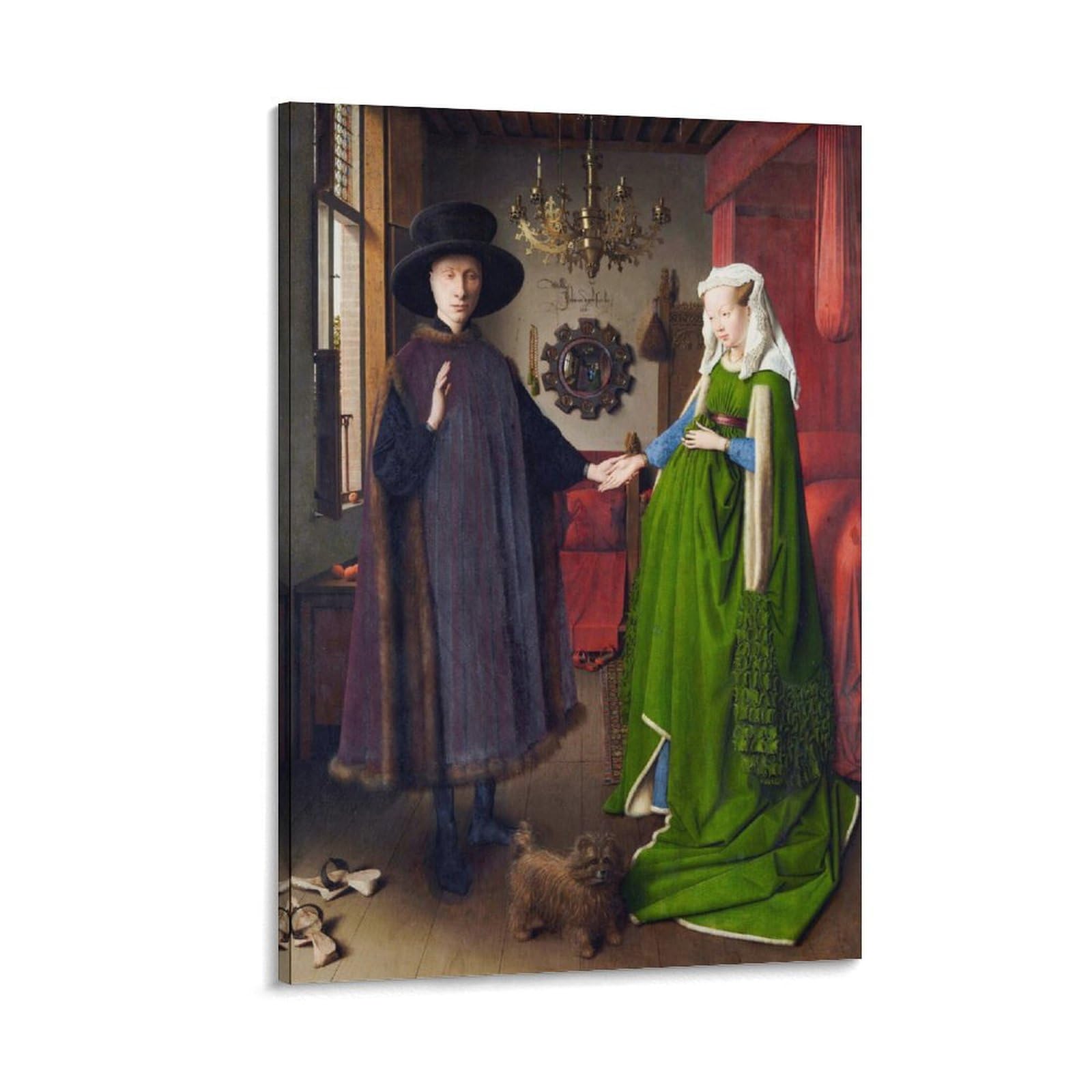 Gajuyl Frame Famous Painting Poster The Marriage Of Arnolfini Wedding By Jan Van Eyck, Canvas Print Art Poster, Home Decoration Painting; ; 08X12inch(20X30cm)