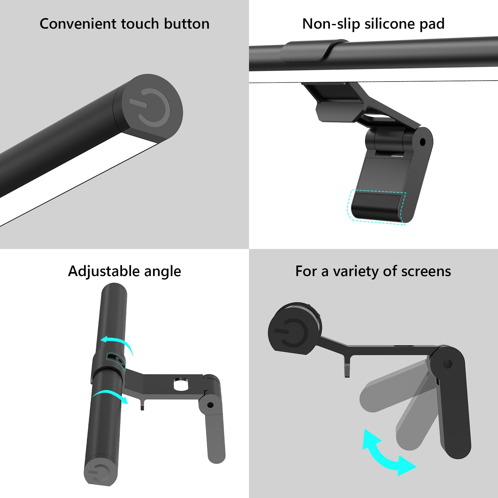 Barre lumineuse pour moniteur, lampe de lecture USB pour soins des yeux, lumières d'ordinateur LED de 30 cm avec éclairage ultra large, 3 températures de couleur, lumière de bureau à intensité