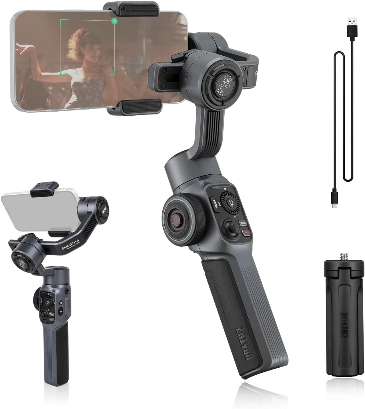 Zhiyun Smooth 5 Gimbal Estabilizador, Smooth 4 versión mejorada con potente motor para iPhone 13 Pro Max 13 12 Pro 11 Samsung Galaxy S8+S8 S7