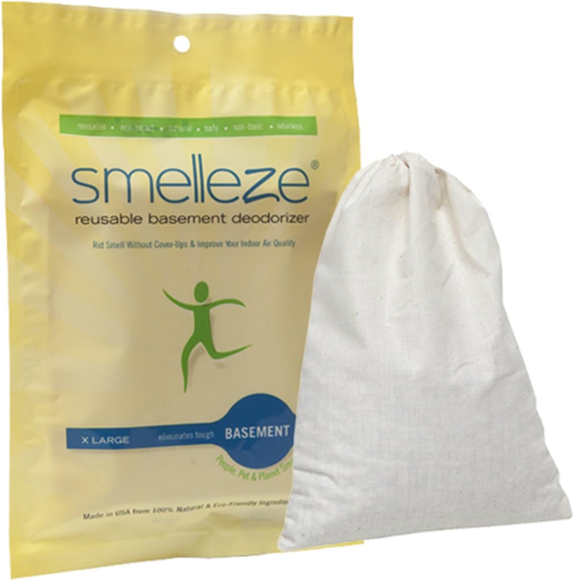 Reusable Basement Odor Removal Deodorizer Pouch: Rids Funky Smell Without Fragrance Treats 150 Sq. Ft.